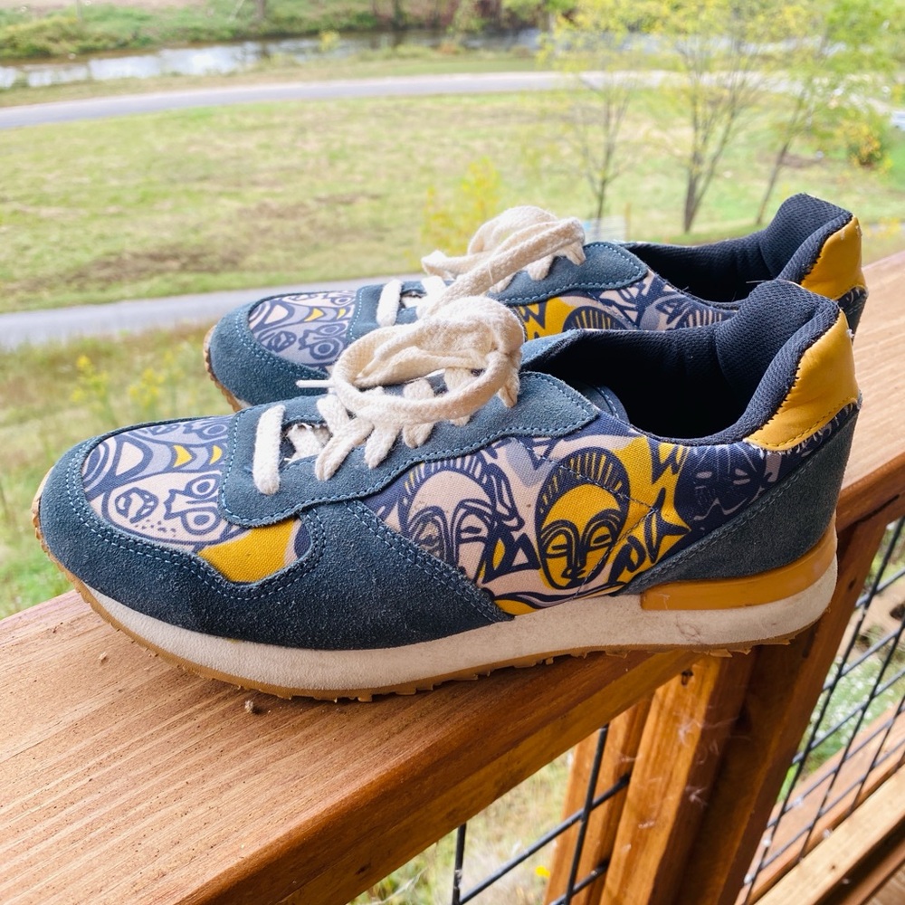 Inkkas Blue and Yellow Leather Joggers